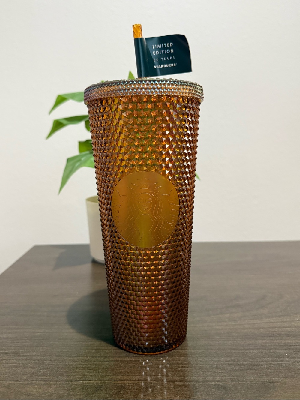 Starbucks Amber Studded Cold Cup Tumbler with Gold Logo